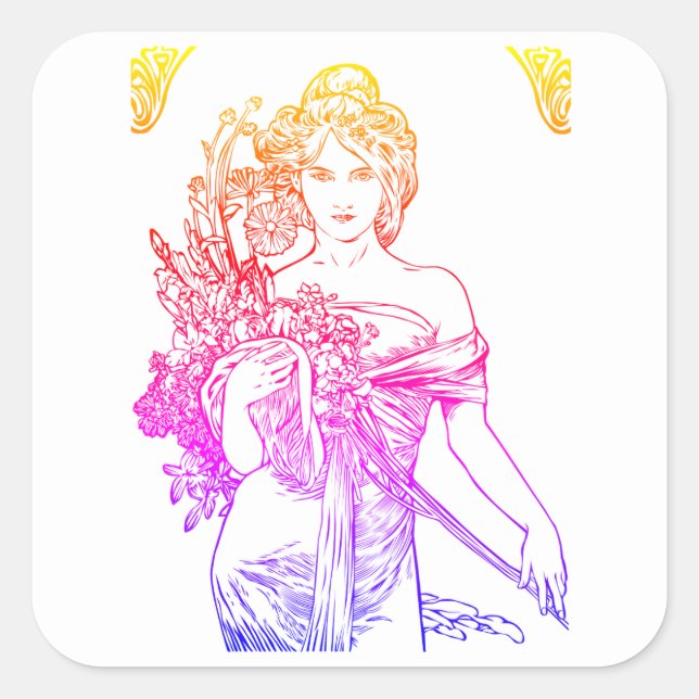 Carré sticker Art nouveau Alphonse Mucha (Devant)