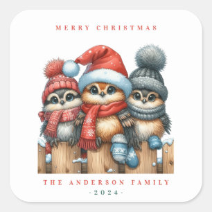 Carré Sticker aux oiseaux de Noël