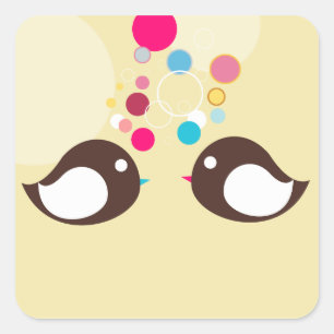 Carré Sticker aux oiseaux doux