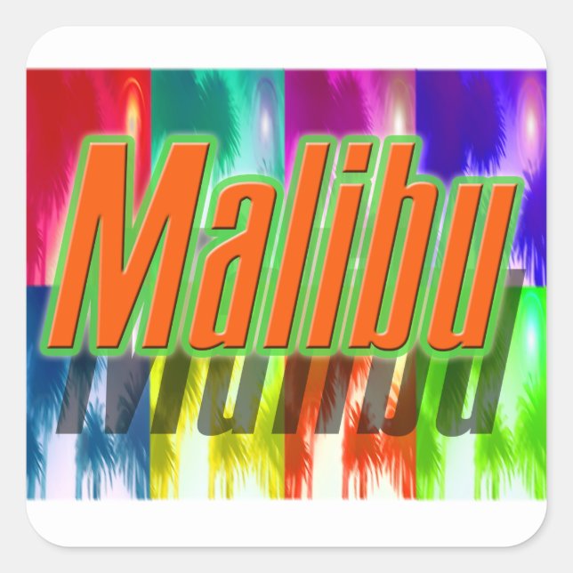 Carré Sticker aux palmes colorées "Malibu" (Devant)