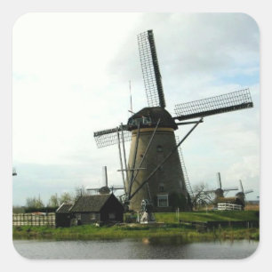 Carré Sticker avec photo de moulin néerlandais