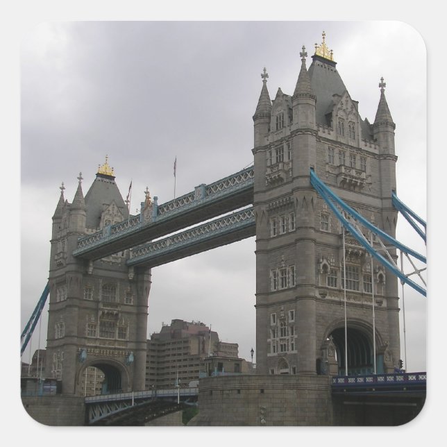 Carré Sticker avec Tower Bridge au-dessus de la Tamise (Devant)
