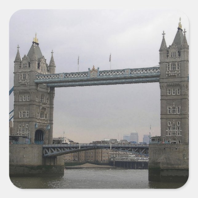 Carré Sticker avec Tower Bridge au-dessus de la Tamise (Devant)
