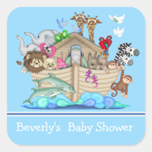 Carré Sticker Baby shower Arche de Blue Noah