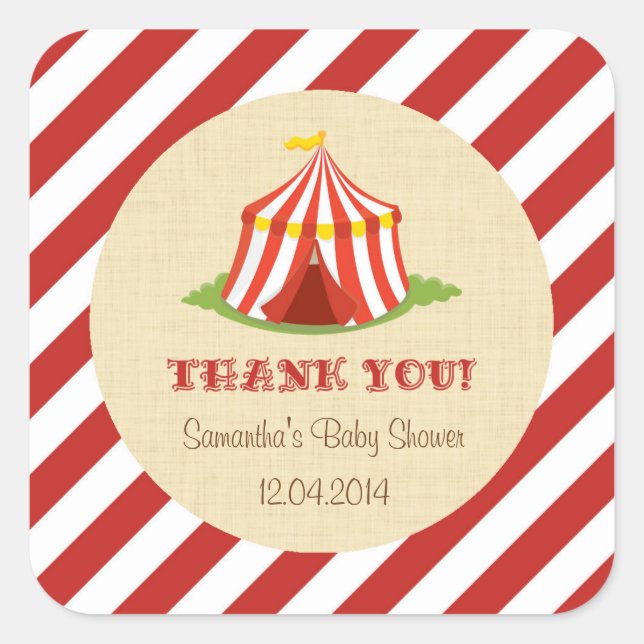 Carré Sticker Baby shower cirque (Devant)