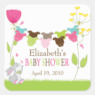 Carré Sticker Baby shower fille bébé en tissu mignon