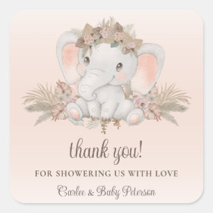 Carré Sticker Baby shower floral Boho moderne