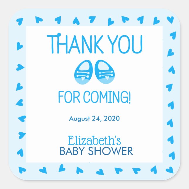 Carré Sticker Baby shower Garçon Bleu (Devant)