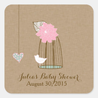 Carré Sticker baby shower Hanging Cages & Jars Pink Mint