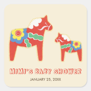 Carré Sticker Baby shower Lycka Till