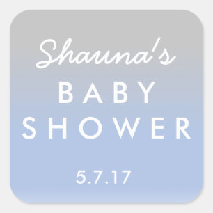 Carré Sticker Baby shower Ombre bleu et argent
