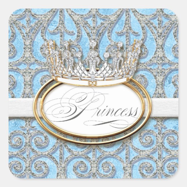 Carré Sticker Baby shower Royal Princess Crown Girl (Devant)