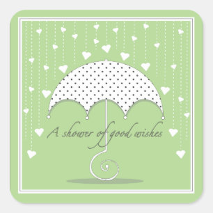 Carré Sticker Baby shower vert de douche de coeur