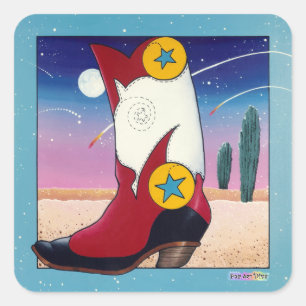 Carré Sticker - Bottes Cowboy, Toutes Habillées