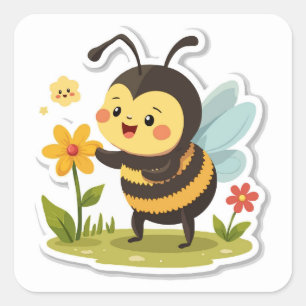 Carré Sticker Bumblebee - Pollinisateur au printemps
