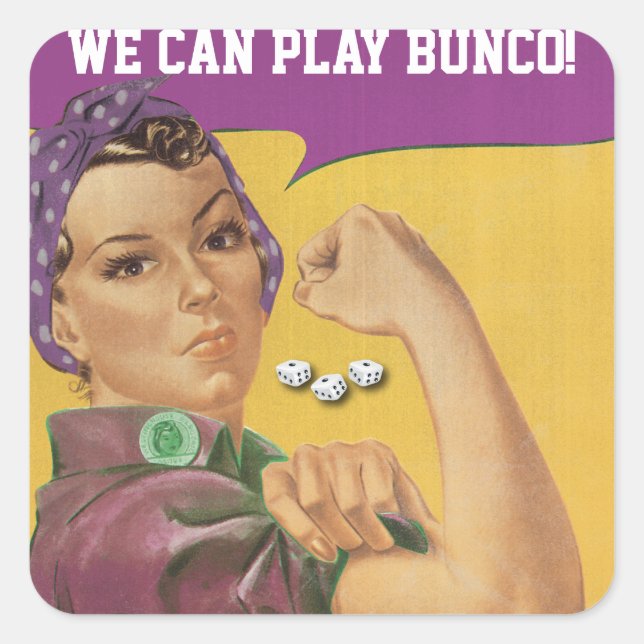 Carré Sticker Bunco Funny - Nous Pouvons Jouer Bunco! (Devant)