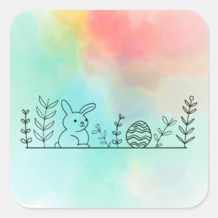 Carré Sticker Bunny de Pâques