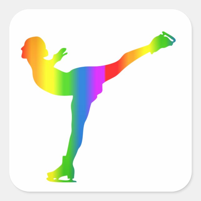Carré Sticker Bunter Eiskunstlauf Regenbogen (Devant)