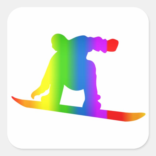 Carré Sticker Bunter Snowboard Regenbogen (Devant)