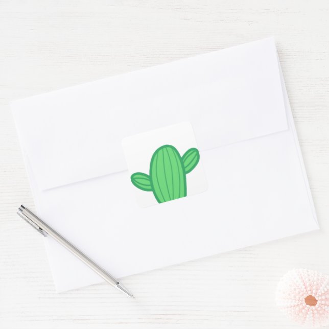 Carré Sticker Cactus personnalisable (Enveloppe)