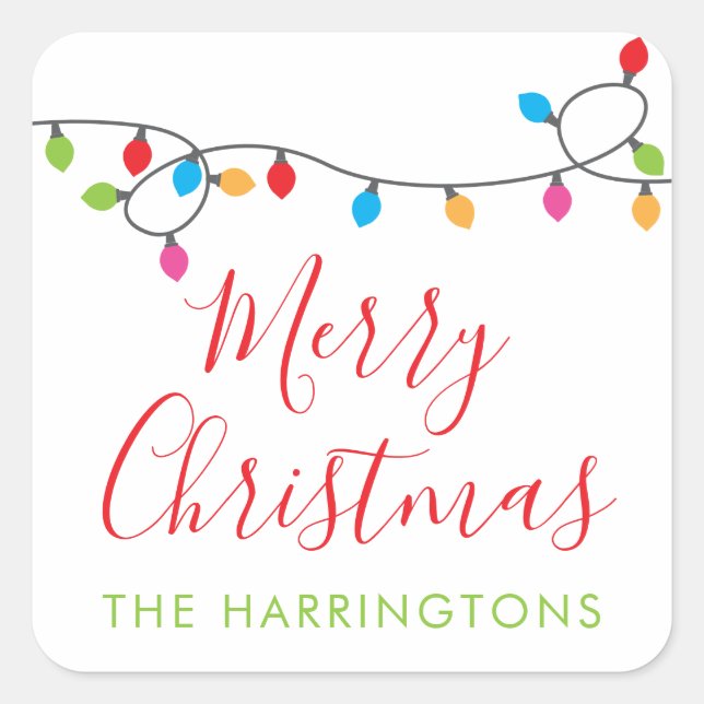 Carré Sticker cadeau de Noël coloré (Devant)