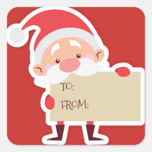 Carré Sticker cadeau de Noël Cute Père Noël