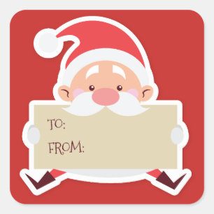 Carré Sticker cadeau de Noël de Père Noël
