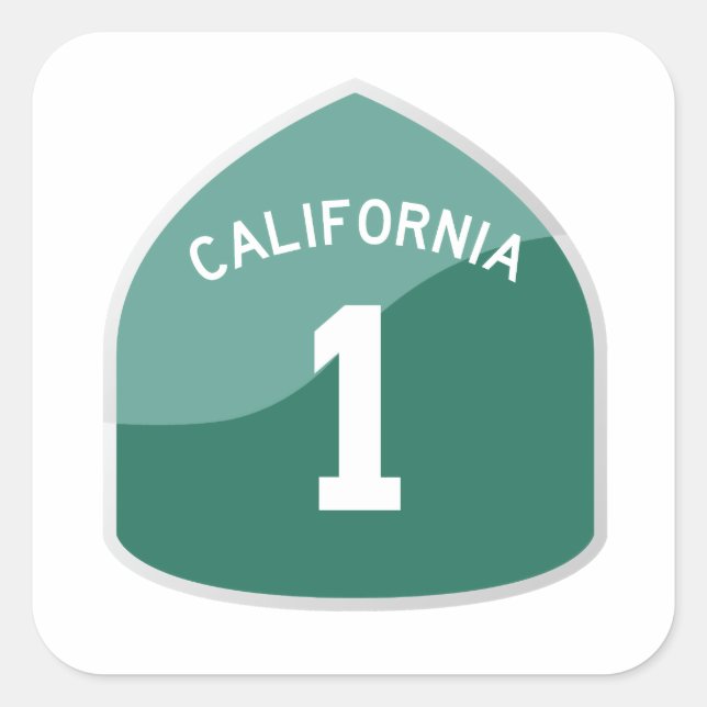 Carré Sticker California State Route 1 / Highway 1 (Devant)
