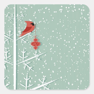 Carré Sticker Cardinal Rouge