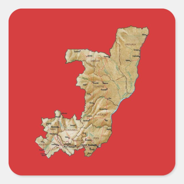 Carré Sticker Carte Congo-Brazzaville (Devant)