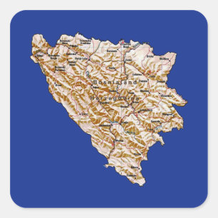Carré Sticker Carte de Bosnie-Herzégovine