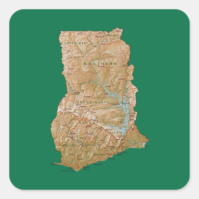 Carré Sticker Carte du Ghana (Devant)