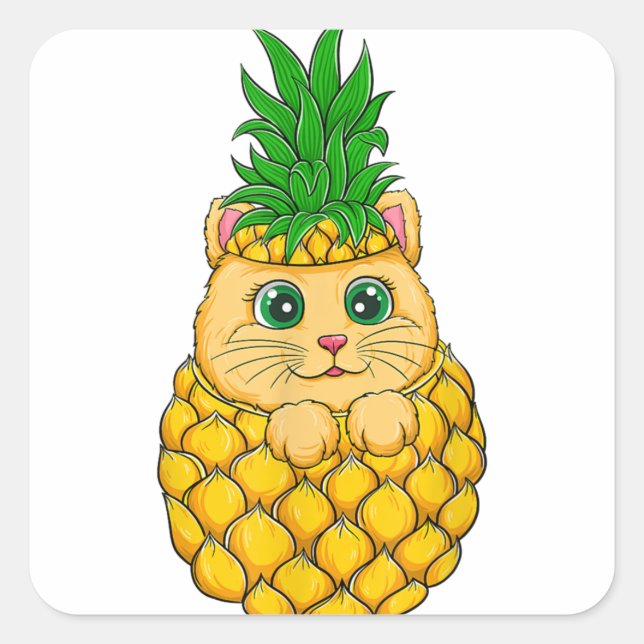 Carré Sticker Chat Lucky - Idée Cadeau Cute (Devant)
