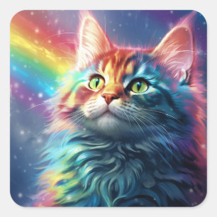 Carré Sticker chaton mignon et coloré