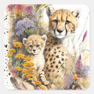 Carré Sticker Cheetah Baby et Maman