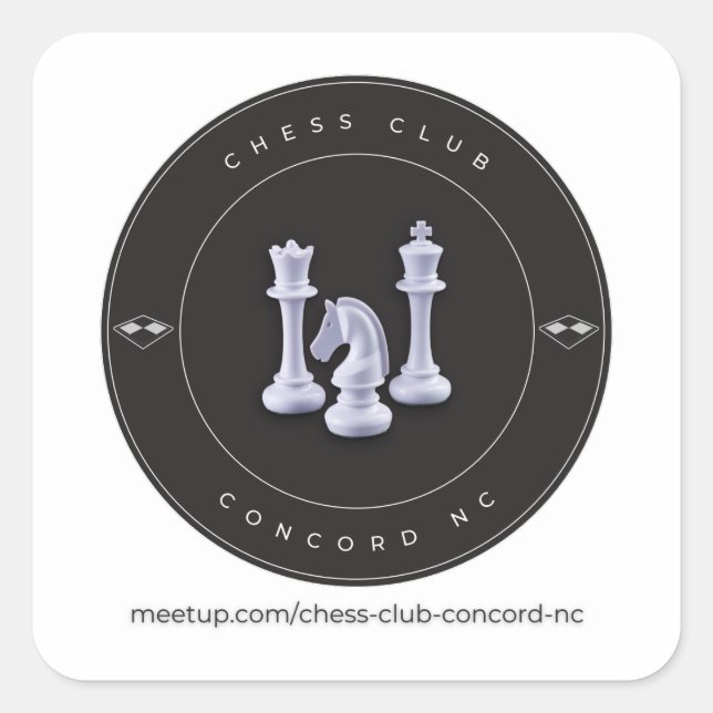 Carré Sticker - Chess Club Concord NC (Devant)