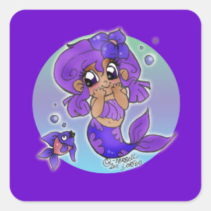 Carré Sticker Chibi Mermaid