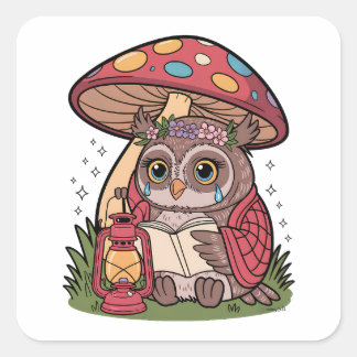 Carré Sticker Chouette de lecture émotionnelle - Cosy Co