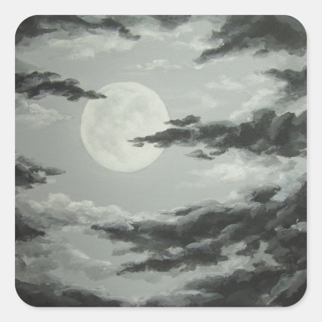 Carré Sticker Ciel de Pleine lune et nuageux (Devant)