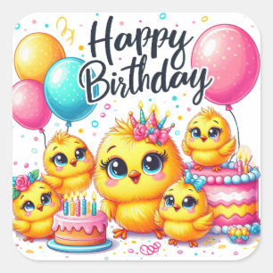 Carré Sticker Classic Round Gold pour anniversaire heure