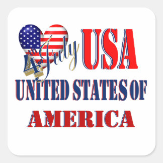 Carré Sticker classique T-shirt 4 juillet USA