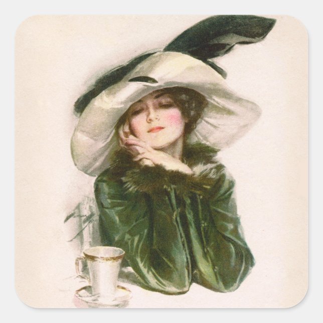 Carré Sticker "Contentment" de Harrison Fisher (Devant)