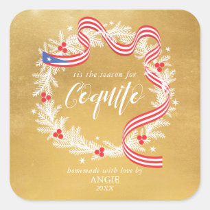 Carré Sticker Coquito Christmas Wreath