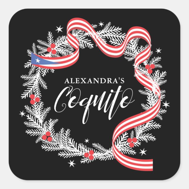 Carré Sticker Coquito Christmas Wreath (Devant)
