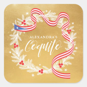 Carré Sticker Coquito Christmas Wreath