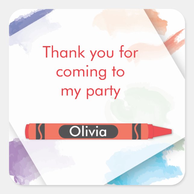 Carré Sticker Crayon Favor | Rouge (Devant)