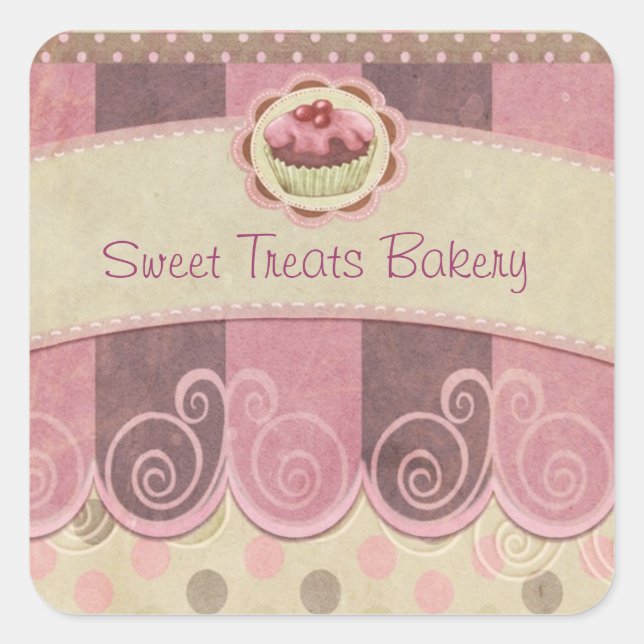 Carré Sticker Cupcake Rose (Devant)