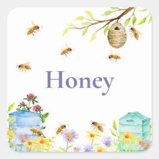 Carré Sticker d'abeille au miel