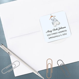 Carré Sticker d'adresse 1.5 in pour Baby shower garçon