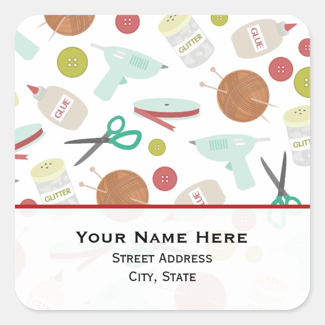 Carré Sticker d'adresse à thème Arts & Artistes (Devant)